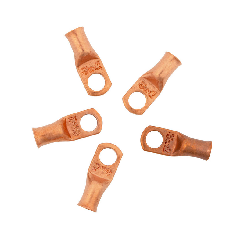 United Pacific 2 AWG 3/8" Stud Seamless Tubular Copper Lug (5-Pack) 98094