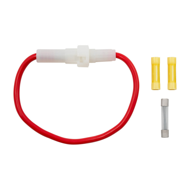 United Pacific In-Line Glass Fuseholder 10 AWG 6.5" Wire w / (1)30 Amp AGC Fuse & (2)Vinyl Terminals, 1 Set. 98125