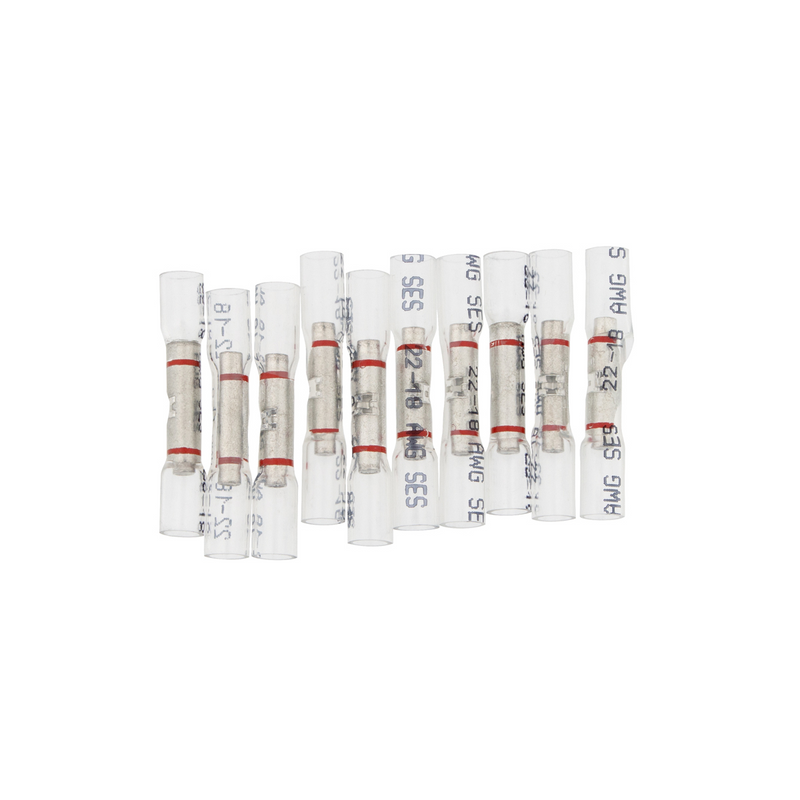 United Pacific 22-18 AWG CS Window Heat Shrink Butt Connector Clear w/ Red Stripe (10-Pack) 98140