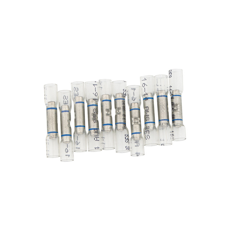 United Pacific 16-14 AWG CS Window Heat Shrink Butt Connector Clear w/ Blue Stripe (10-Pack) 98141