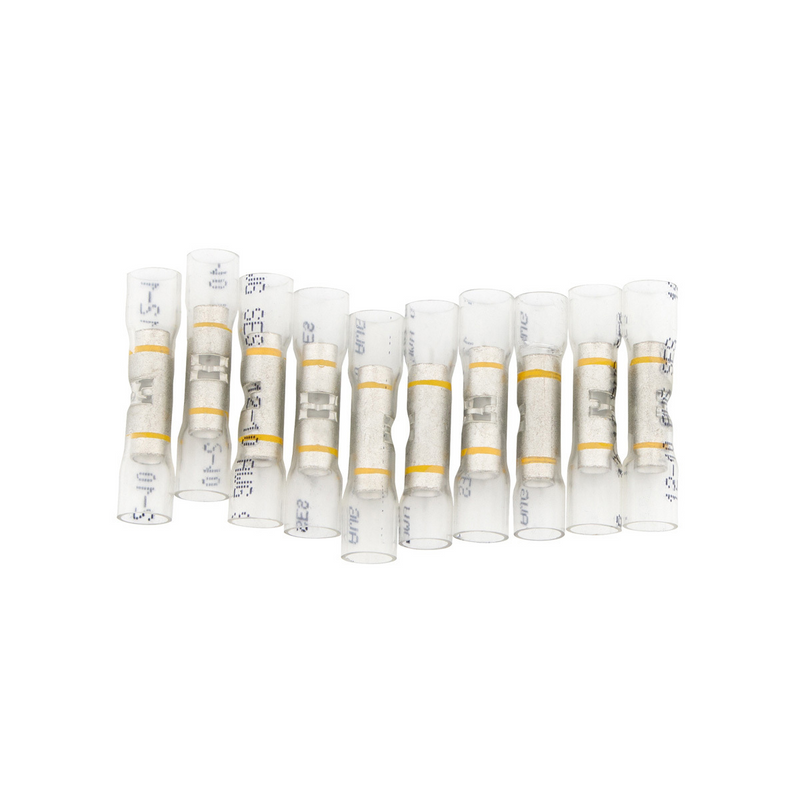 United Pacific 12-10 AWG CS Window Heat Shrink Butt Connector Clear w/ Yellow Stripe (10-Pack) 98142