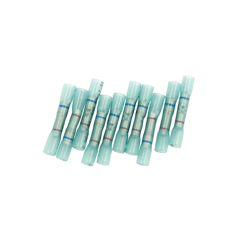 United Pacific 20-18 to 16-14 AWG CS Heat Shrink Step-Down Butt Connector Blue (10-Pack) 98143