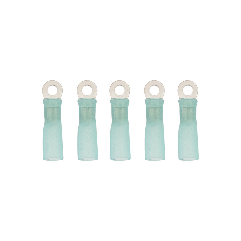 United Pacific 16-14 AWG #6 Stud Heat Shrink Ring Terminal Blue (5-Pack) 98165