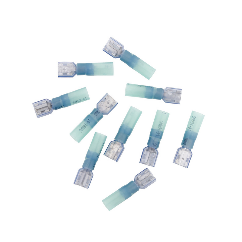United Pacific 16-14 AWG .250 Tab CS Fully Insulated Heat Shrink FM Disconnect Blue (10-Pack) 98174