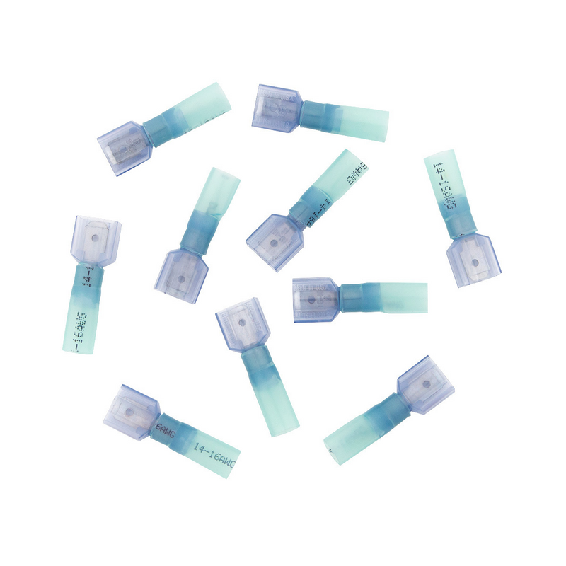 United Pacific 16-14 AWG .250 Tab CS Fully Insulated Heat Shrink M Disconnect Blue (10-Pack) 98175