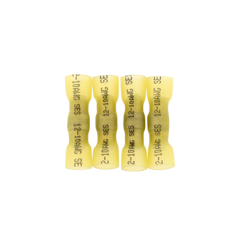 United Pacific 12-10 AWG CSS Heat Shrink Butt Connector Yellow (4-Pack) 98186