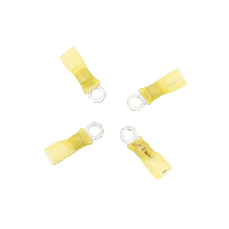 United Pacific 12-10 AWG #10 Stud CS Heat Shrink Ring Terminal Yellow (4-Pack) 98188