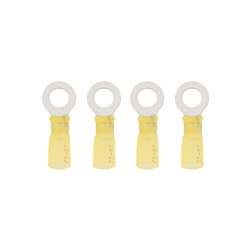 United Pacific 12-10 AWG 5/16" Stud CS Heat Shrink Ring Terminal Yellow (4-Pack) 98190