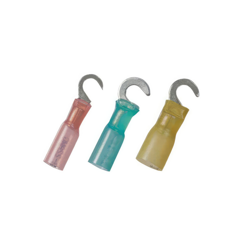 United Pacific 12-10 AWG #10 Stud CS Heat Shrink Hook Terminal Yellow (4-Pack) 98193