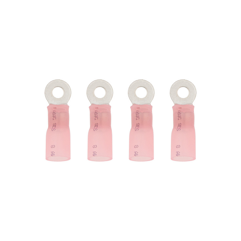 United Pacific 8 AWG #10 Stud CS Heat Shrink Ring Terminal Pink (4-Pack) 98201