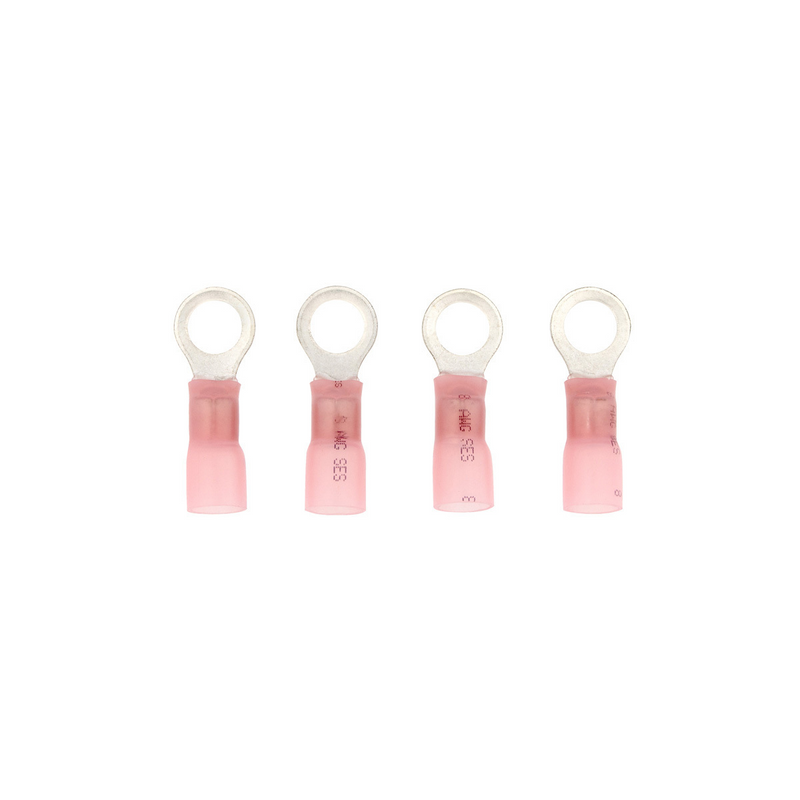 United Pacific 8 AWG 3/8" Stud CS Heat Shrink Ring Terminal Pink (4-Pack) 98204