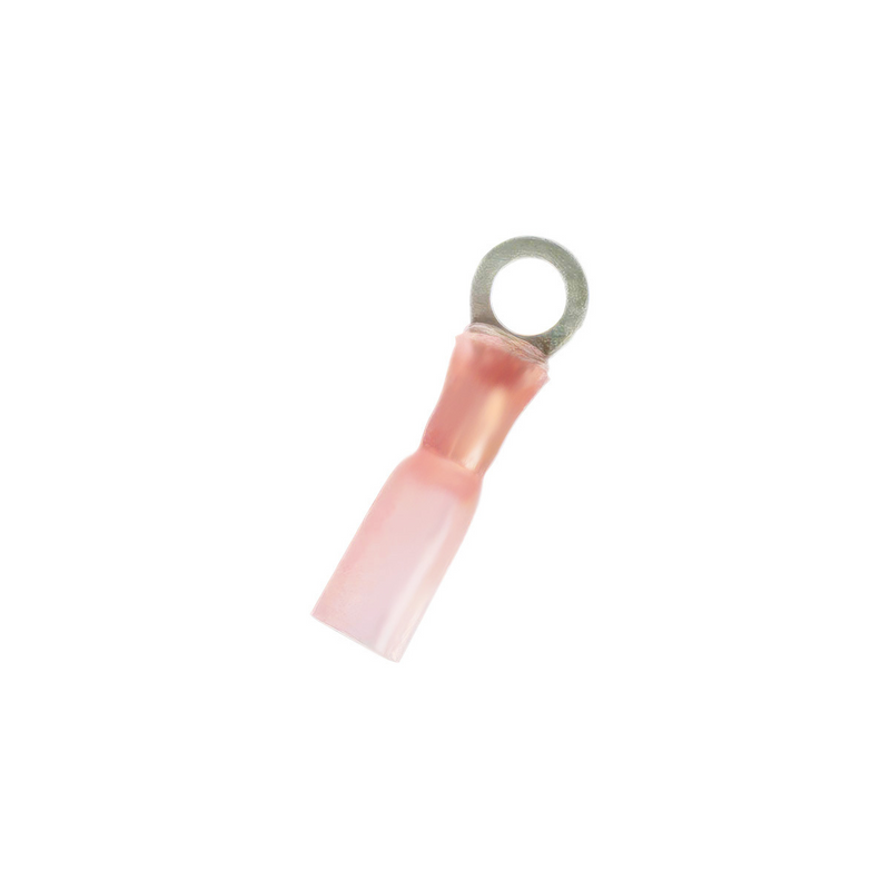 United Pacific 8 AWG 1/2" Stud CS Heat Shrink Ring Terminal Pink (4-Pack) 98205
