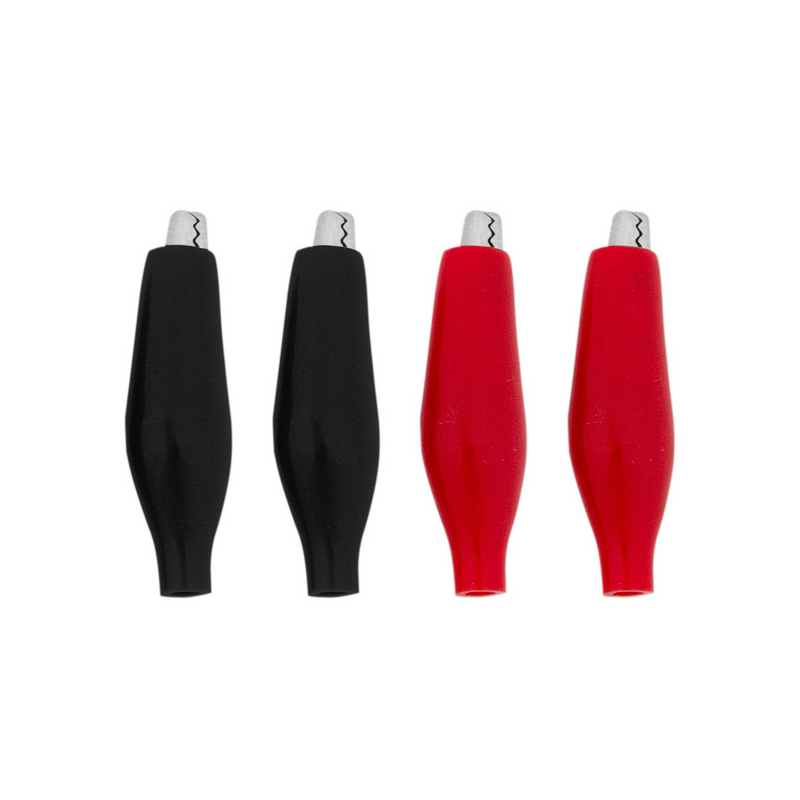 United Pacific 1" 10 Amp Alligator Test Clips w/ Vinyl Boots, 2Red/2Black 2 Sets. 98235