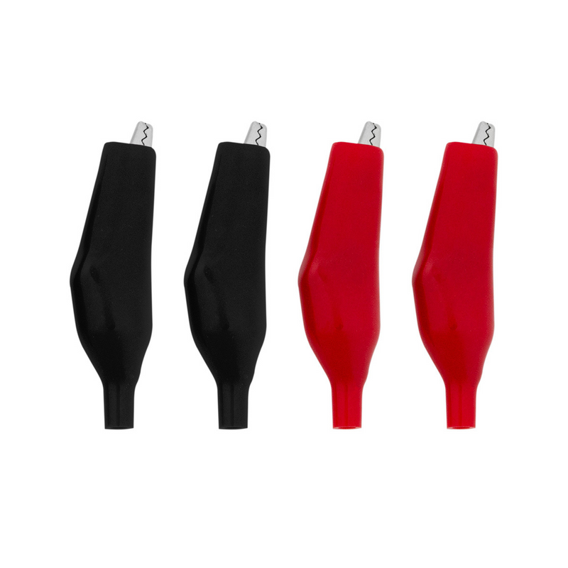 United Pacific 2" 10 Amp Alligator Test Clips w/ Vinyl Boots, 2Red/2Black 2 Set. 98236