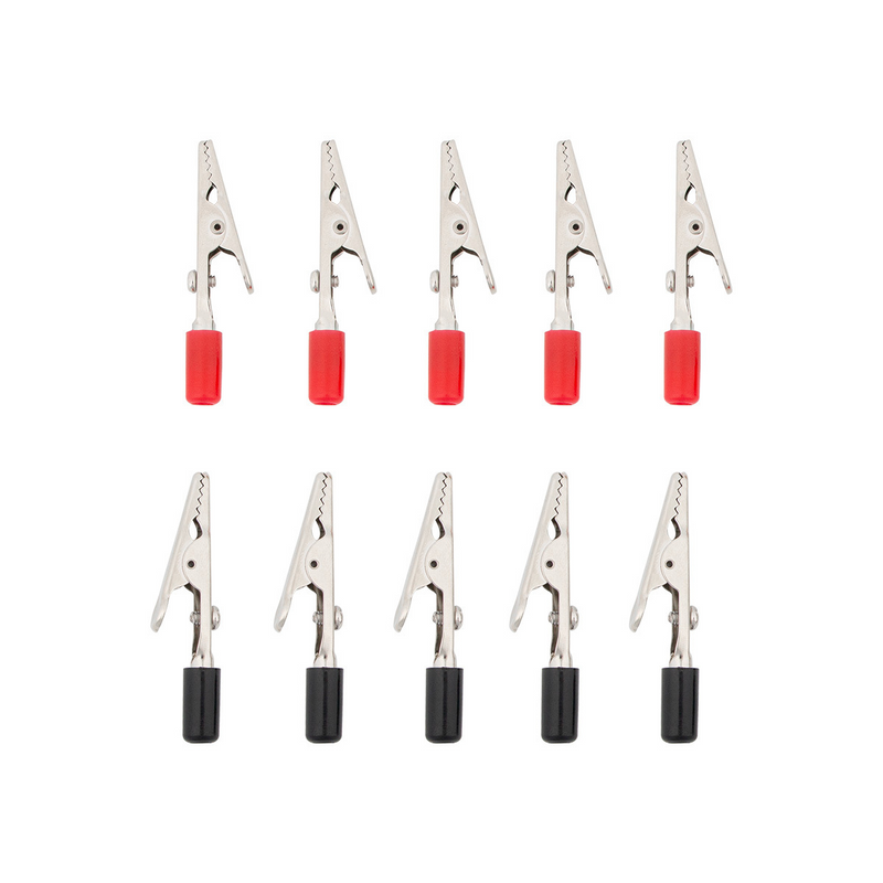 United Pacific 2" 10 Amp Alligator Test Clips w/ PVC Handles, 5Red/5Black (5-Pack) 98237