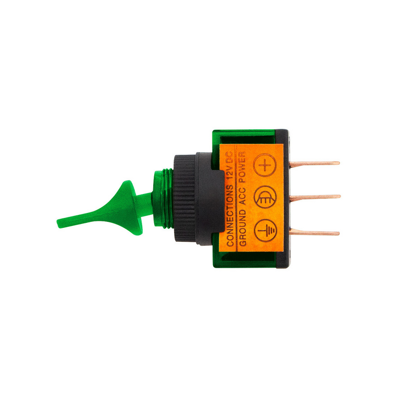 United Pacific Green Illum Duckbill 20 Amp 12V S.P.S.T. On/Off 1 Pc. 98289