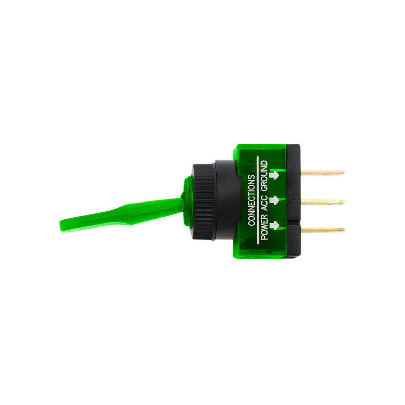 United Pacific Green Illum Toggle 20 Amp 12V S.P.S.T. On/Off 1 Pc. 98353