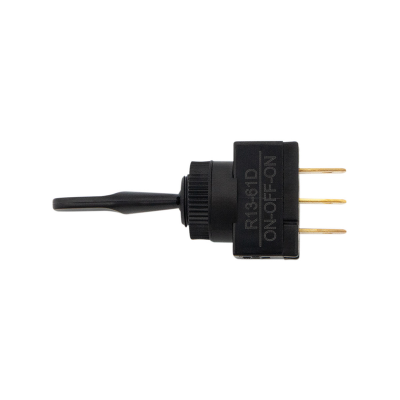 United Pacific Black Non-Illum Toggle 20 Amp 12V S.P.D.T. On/Off/On 1 Pc. 98356