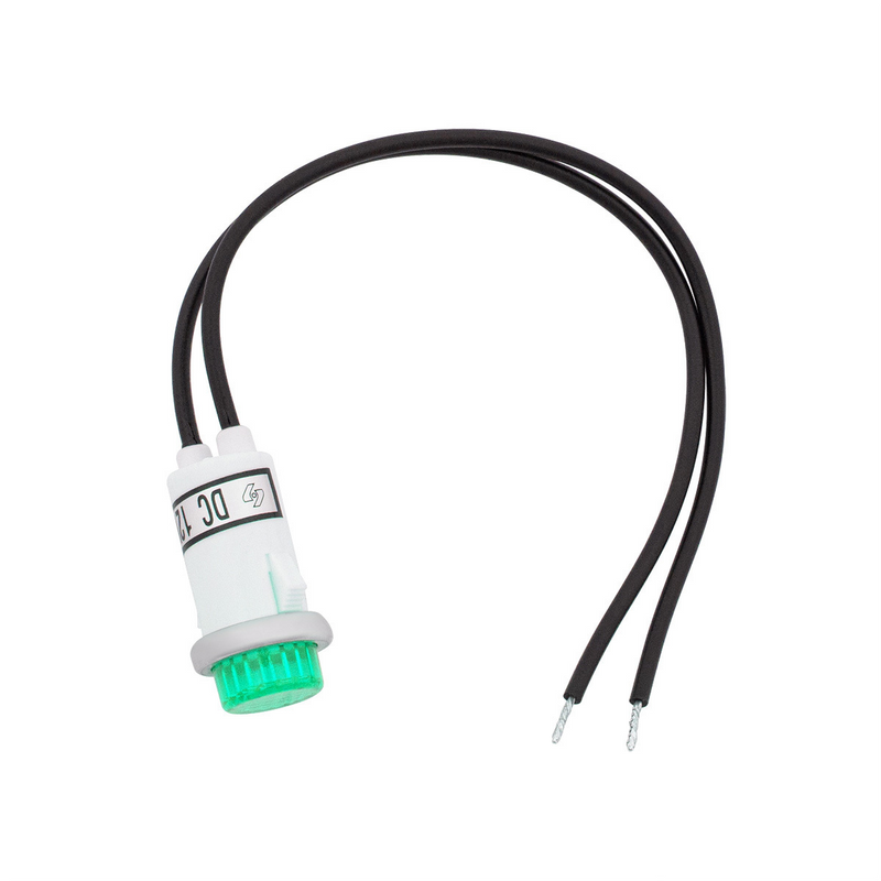 United Pacific 16 Amp 12V Green Warning Light w/ 1/2" Panel Mount and Leads, 1 Pc. 98370