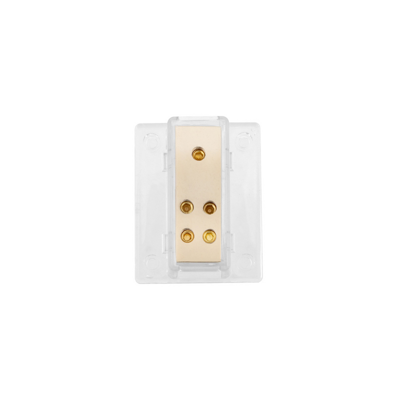 United Pacific Gold Distribution Block with (1) 4 AWG input and (4) 8 AWG outputs, Rectangular Shape 1 Pc. 98438