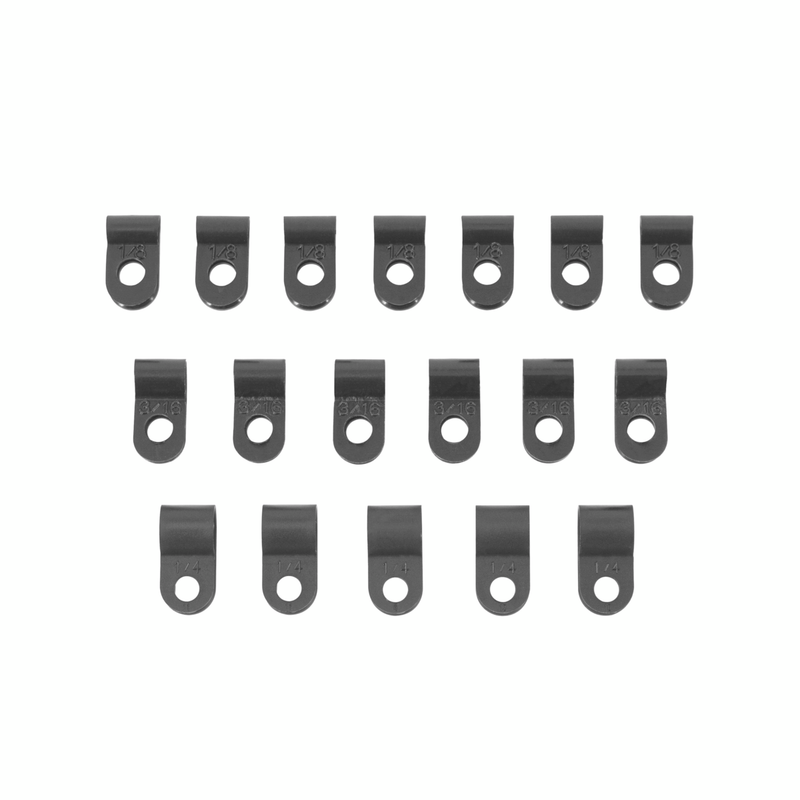 United Pacific 1/8, 3/16, 1/4 Nylon Clamp Assortment Black (18-Pack) 98512