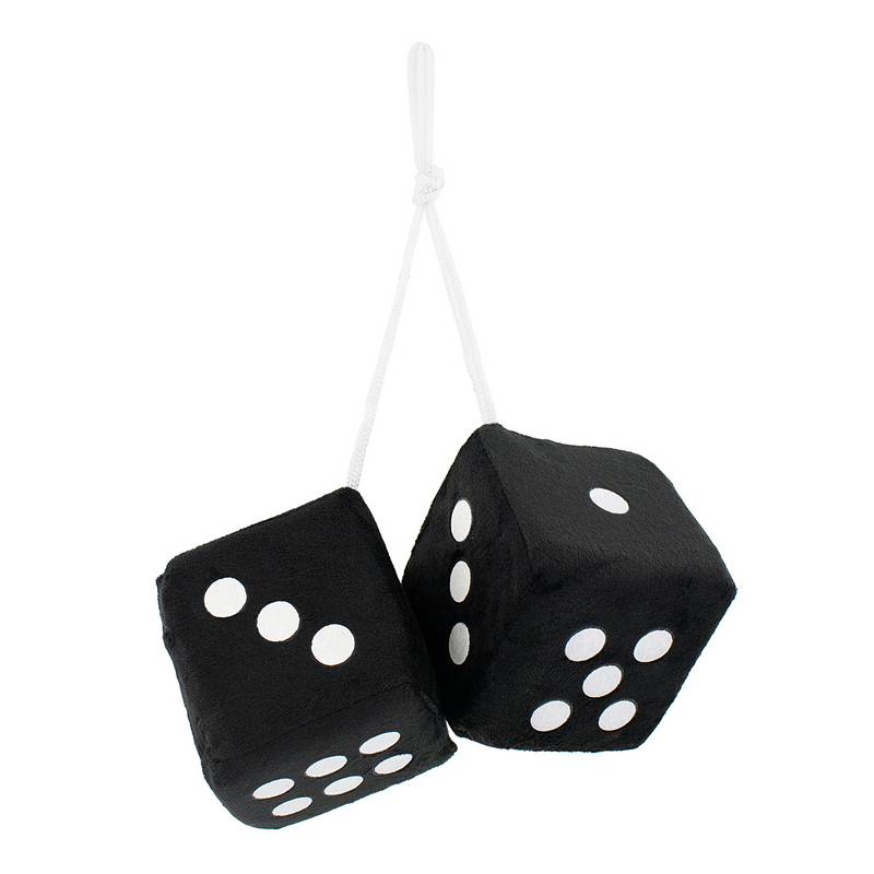 United Pacific 3" X 3" Classic Fuzzy Dice, Black (Pair) C5038K