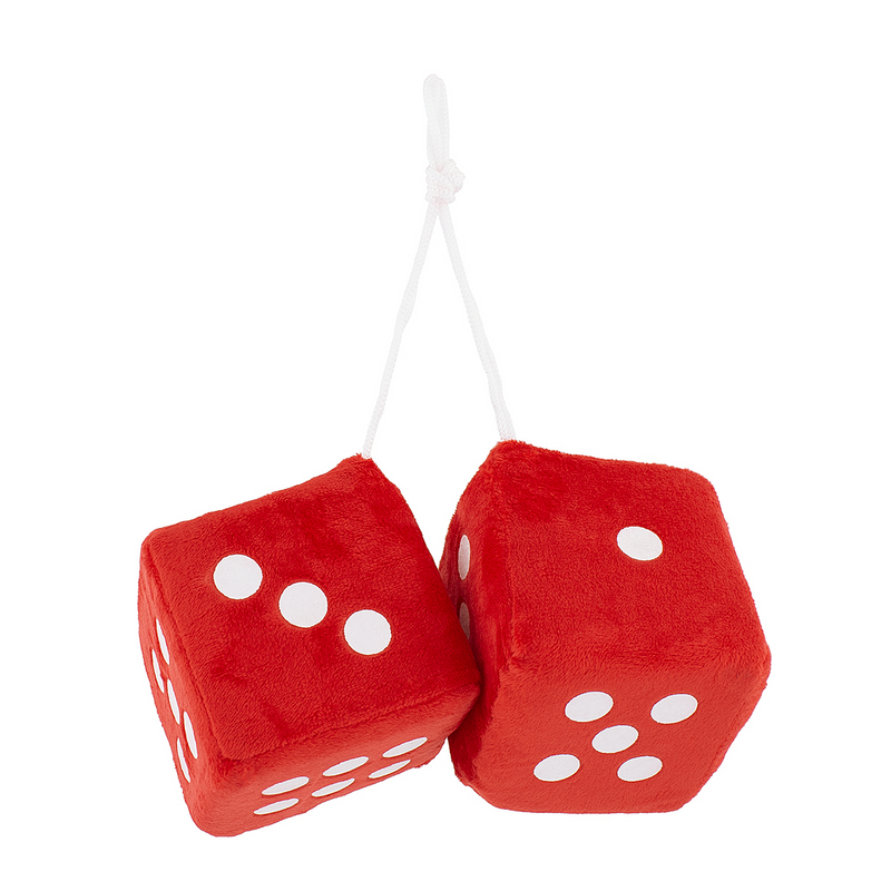 United Pacific 3" X 3" Classic Fuzzy Dice, Red (Pair) C5038R