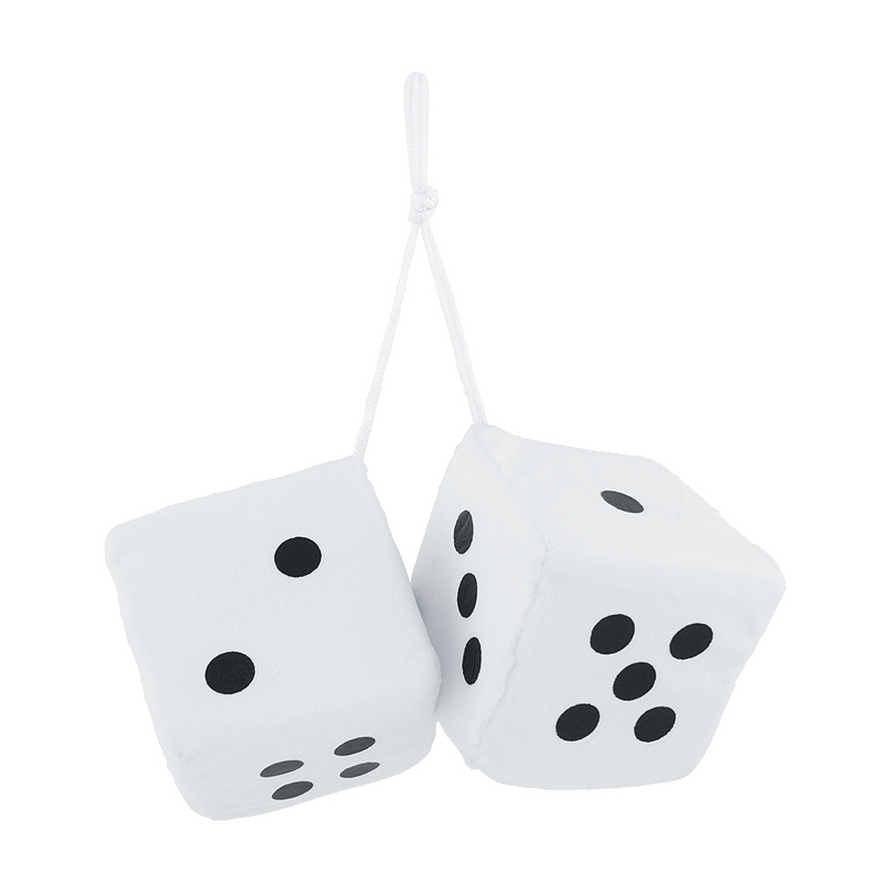 United Pacific 3" X 3" Classic Fuzzy Dice, White (Pair) C5038W