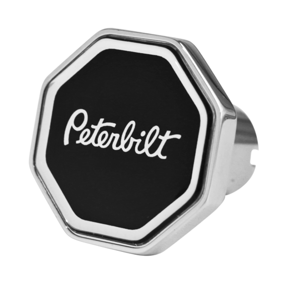 Custom Knobs Peterbilt Logo Octagon Knob - Black/Chrome