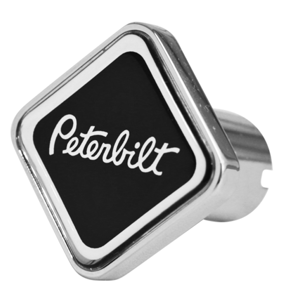 Custom Knobs Peterbilt Logo Square Knob - Black/Chrome