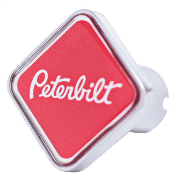 Custom Knobs Peterbilt Logo Square Knob- Red/Chrome