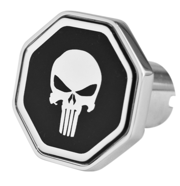 Custom Knobs Punisher Logo Octagon Knob - Black/Chrome