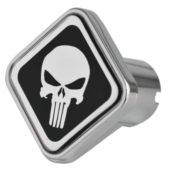Custom Knobs Punisher Logo Square Knob - Black/Chrome
