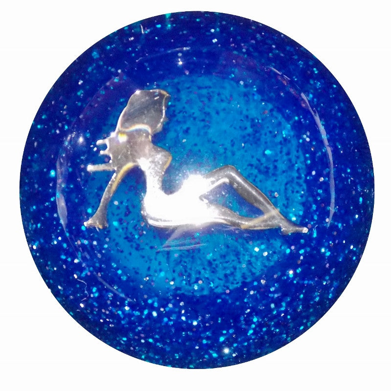 Blue glitter chrome lady shift knob