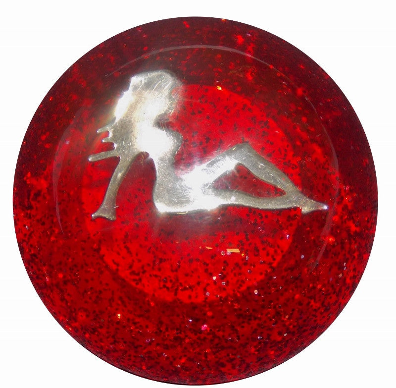Red glitter chrome lady shift knob