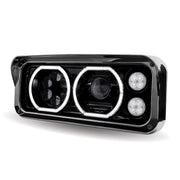 Trux Accessories Rectangular Halo LED Projector Headlight Assembly - Black (Driver Side)