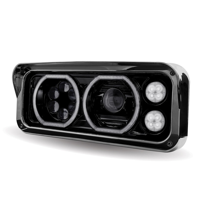 Trux Accessories Rectangular Halo LED Projector Headlight Assembly - Black (Driver Side)