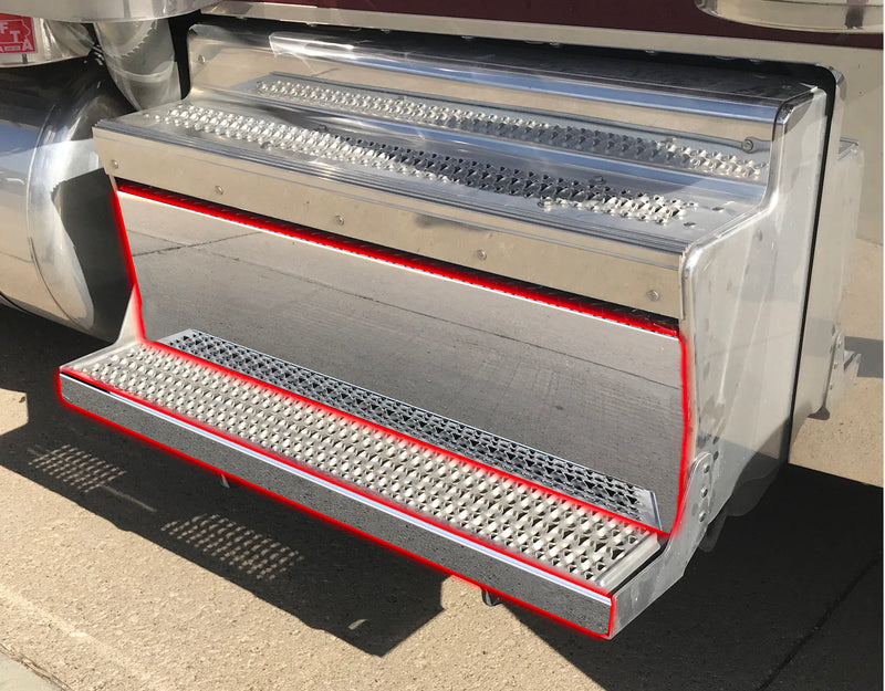 Iowa Customs Peterbilt 389 2015-2017 Emissions Box Kit- (1) Step Trim & (1) Center Panel fits Peterbilt IC173003-14