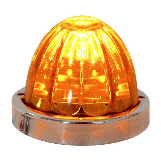 Iowa Customs Legendary Large Watermelon Dark Amber LED Light. 3-1/2 Inch with Glass Lens, Stainless Bezel and 2 Hole Mount. Dual Function, 3 Wire IC966455