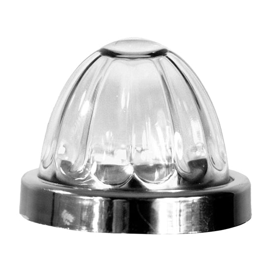 Iowa Customs Legendary Small Watermelon Amber-Blue-Clear LED Light. 1-1/2 Inch with Glass Lens, Small Chrome Bezel and Stud Mount. Color Changing IC966456