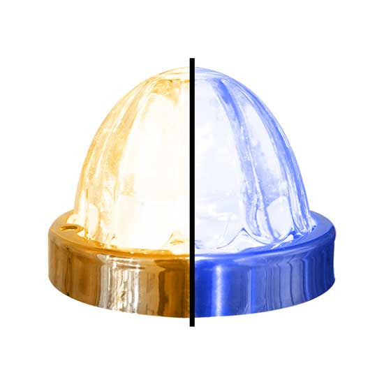 Iowa Customs Legendary Underboss 3-1/2" Large Watermelon Amber-Blue-Clear LED Light with Glass Lens and Stainless Bezel. Color Changing, Dual Function, 4 Wire Hookup. For Under Glow Only IC966459