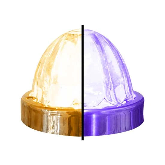 Iowa Customs Legendary Underboss 3-1/2" Large Watermelon Amber-Purple-Clear LED Light with Glass Lens and Stainless Bezel. Color Changing, Dual Function, 4 Wire Hookup. For Under Glow Only IC966460
