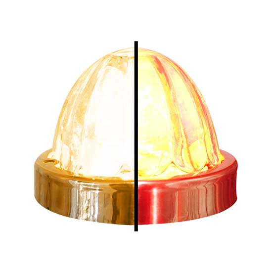 Iowa Customs Legendary Underboss 3-1/2" Large Watermelon Amber-Red-Clear LED Light with Glass Lens and Stainless Bezel. Color Changing, Dual Function, 4 Wire Hookup. For Under Glow Only IC966461