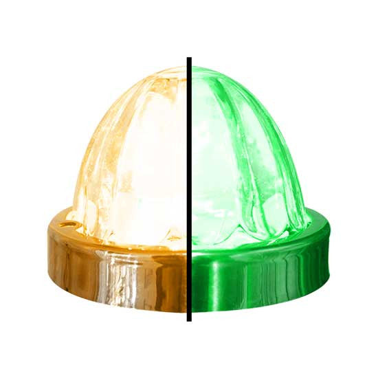 Iowa Customs Legendary Underboss 3-1/2" Large Watermelon Amber-Green-Clear LED Light with Glass Lens and Stainless Bezel. Color Changing, Dual Function, 4 Wire Hookup. For Under Glow Only IC966462