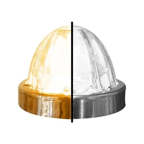 Iowa Customs Legendary Underboss 3-1/2" Large Watermelon Amber-White-Clear LED Light with Glass Lens and Stainless Bezel. Color Changing, Dual Function, 4 Wire Hookup. For Under Glow Only IC966463