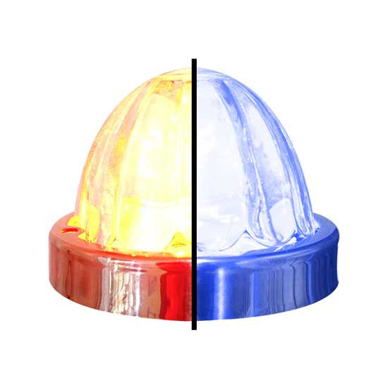 Iowa Customs Legendary Underboss 3-1/2" Large Watermelon Red-Blue-Clear LED Light with Glass Lens and Stainless Bezel. Color Changing, Dual Function, 4 Wire Hookup. For Under Glow Only IC966464
