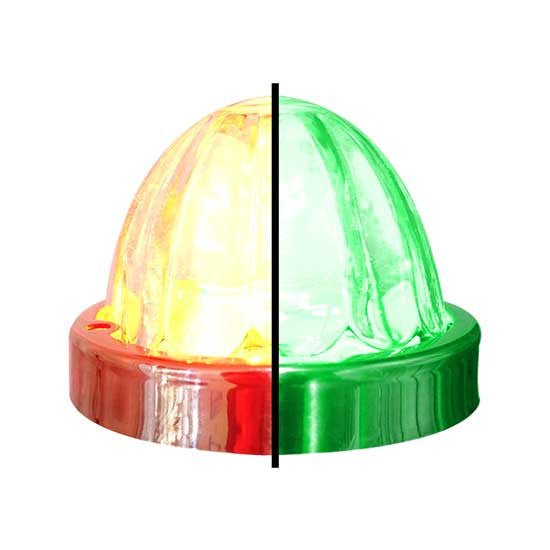 Iowa Customs Legendary Underboss 3-1/2" Large Watermelon Red-Green-Clear LED Light with Glass Lens and Stainless Bezel. Color Changing, Dual Function, 4 Wire Hookup. For Under Glow Only IC966466