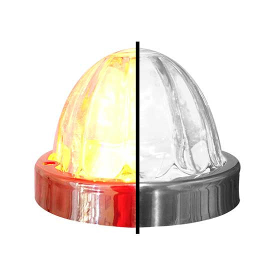 Iowa Customs Legendary Underboss 3-1/2" Large Watermelon Red-White-Clear LED Light with Glass Lens and Stainless Bezel. Color Changing, Dual Function, 4 Wire Hookup. For Under Glow Only IC966467