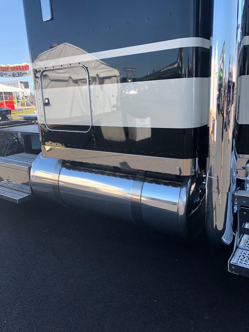 Iowa Customs Peterbilt Sleeper Panels - Front Wrap - Stock Exhaust - 70"/78" Sleeper- 2" Extensions - Light Kit Included IC170060L