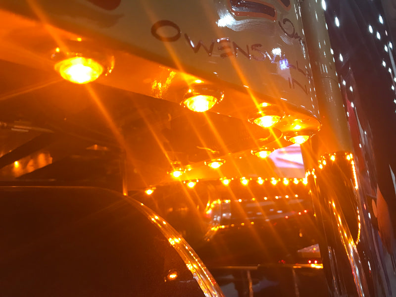 Iowa Customs Peterbilt Sleeper Panels - Front Wrap - Stock Exhaust - 70"/78" Sleeper- 12" Extensions - Light Kit Included IC170080L